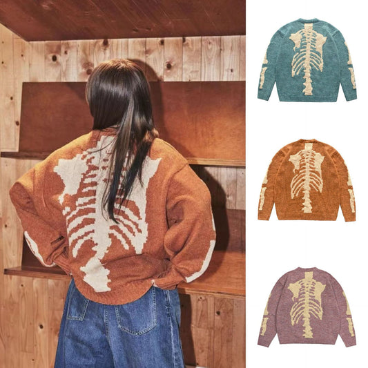 Loose Bones 
Skeleton Knit Casual Sweater
